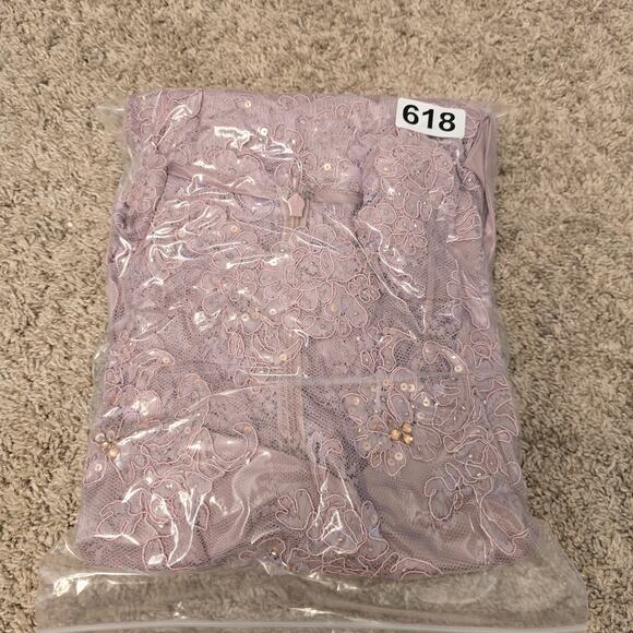 Teri Jon Rickie Freeman Midi Lace Beaded Cocktail Formal Dress Pink Gala Preppy - Picture 11 of 11